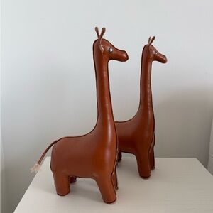 Brown Leather Giraffe Book Holder/Decor.